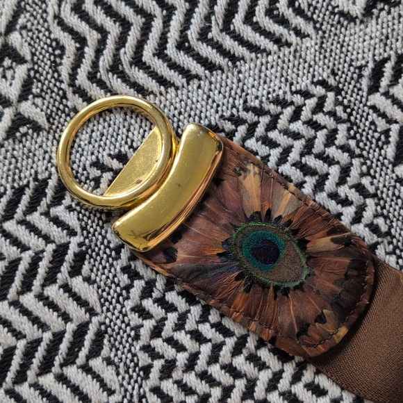 HP 🎉 Genuine Peacock Feather Stretch Elastic Belt - Picture 7 of 10